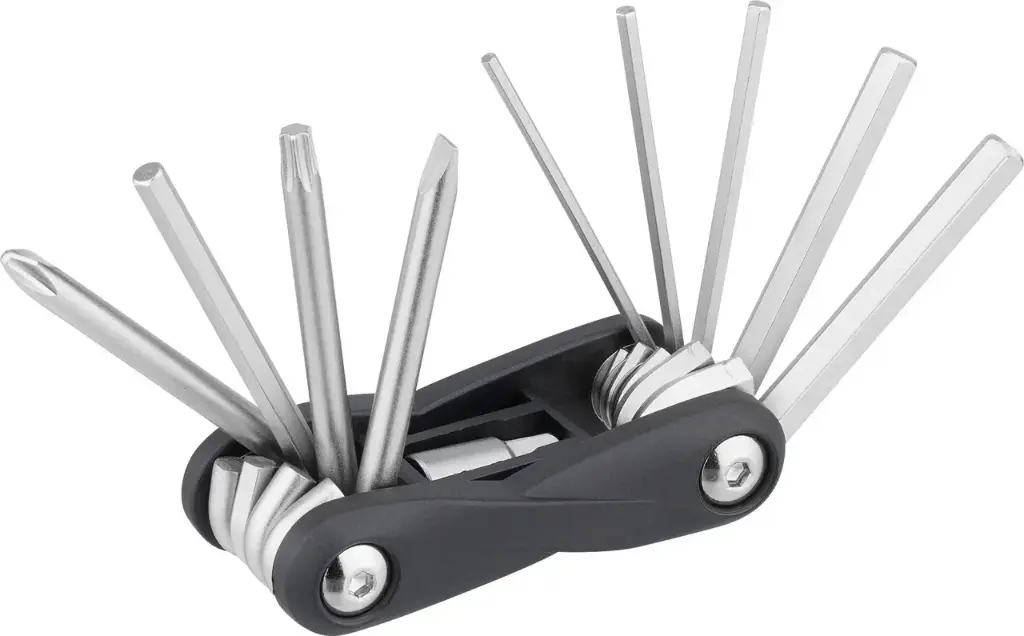 Outil multifonction 10 fonctions clé allen 2-2.5-3-4-5-6-8 + tournevis plat et cruciforme + torx t25